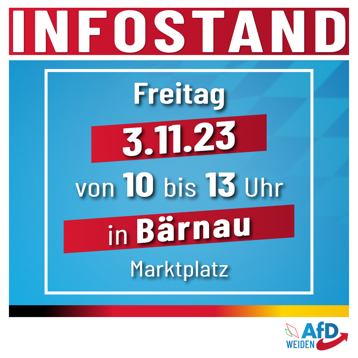 AfD Infostand in Bärnau am 3.11.2023